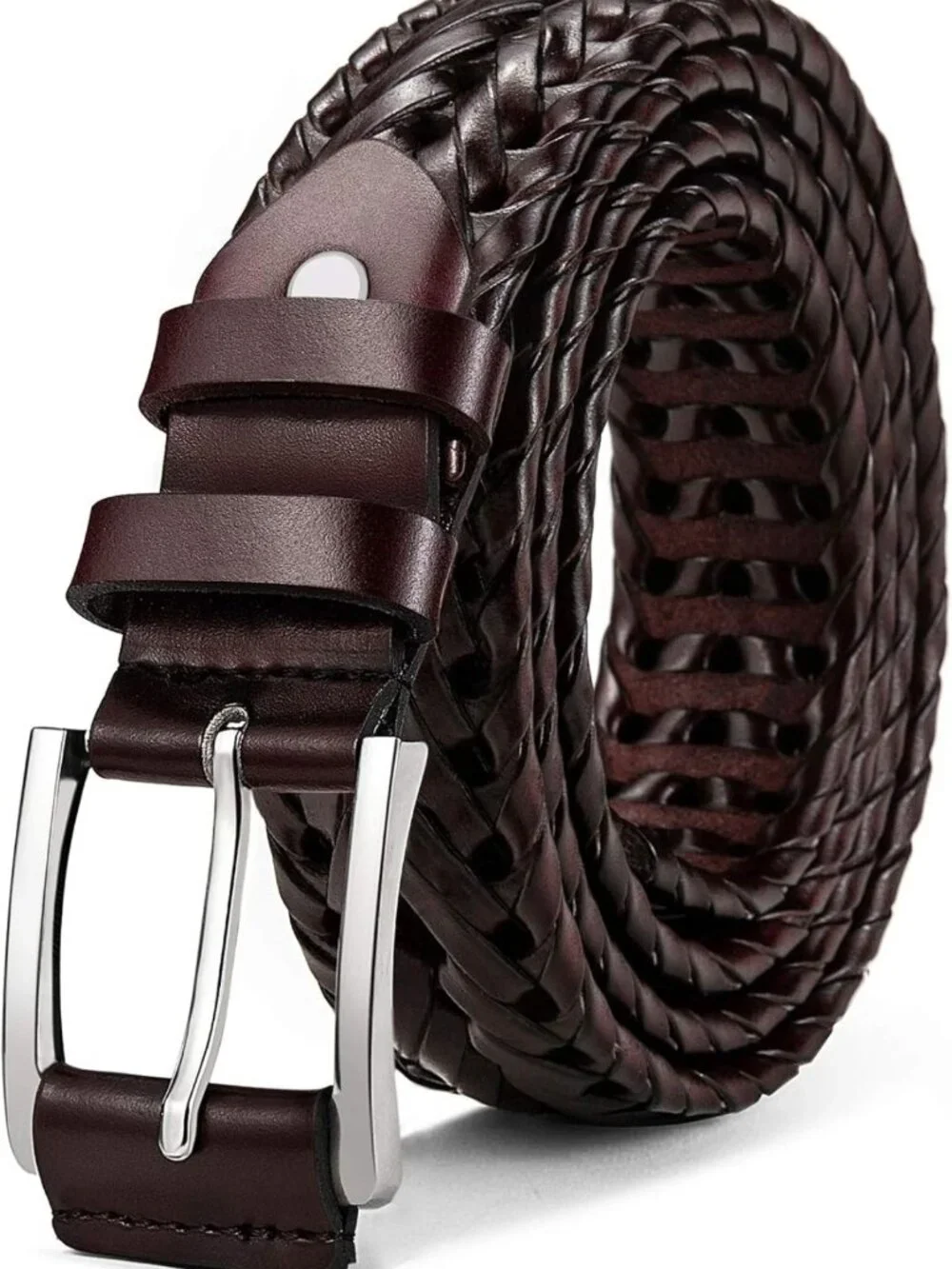 Stylish Men's Leather Braided Golf Belt - Holeless, Lightweight & Versatile Gift